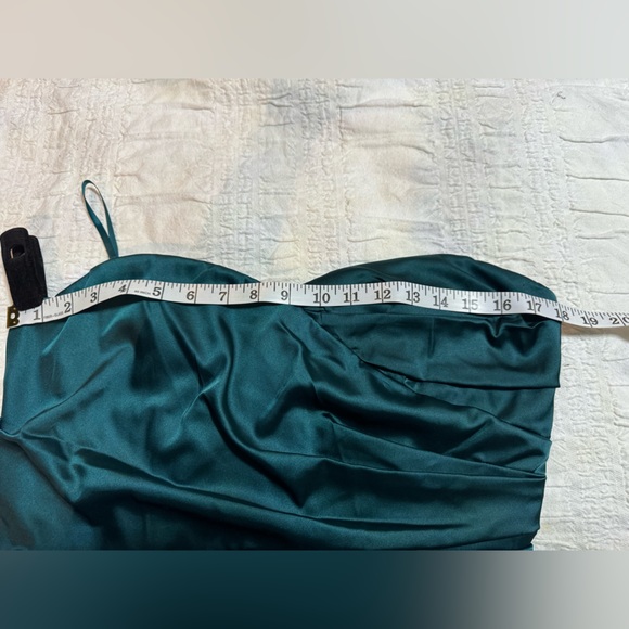 NWT Teal Ruched Satin Sweetheart Strapless Dress - Picture 3 of 7